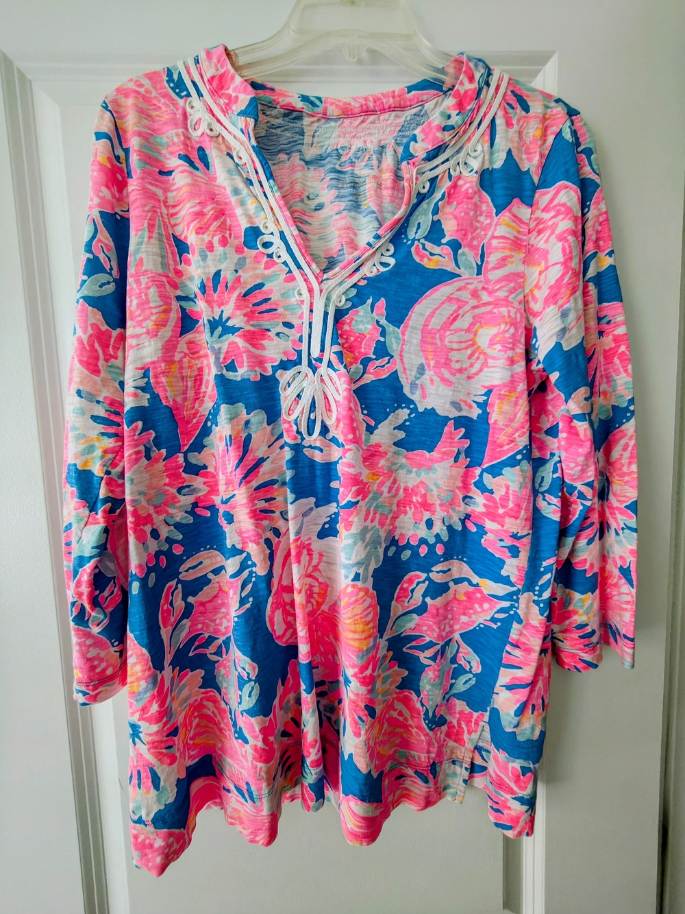 Lilly Pulitzer Pink & Blue Floral Lace-Up Tunic